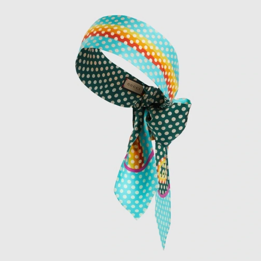 NWT Gucci Polka Dot Print Silk Headscarf Sz/ S
